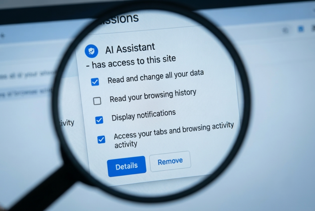 AI browser extensions requesting excessive permissions and collecting user data